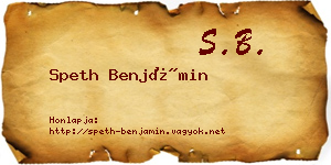 Speth Benjámin névjegykártya